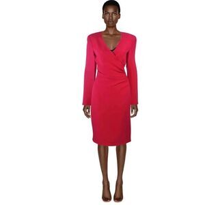Vintage Giorgio Armani Collection Magenta Drape Silk Cocktail Dress Women’s 12
